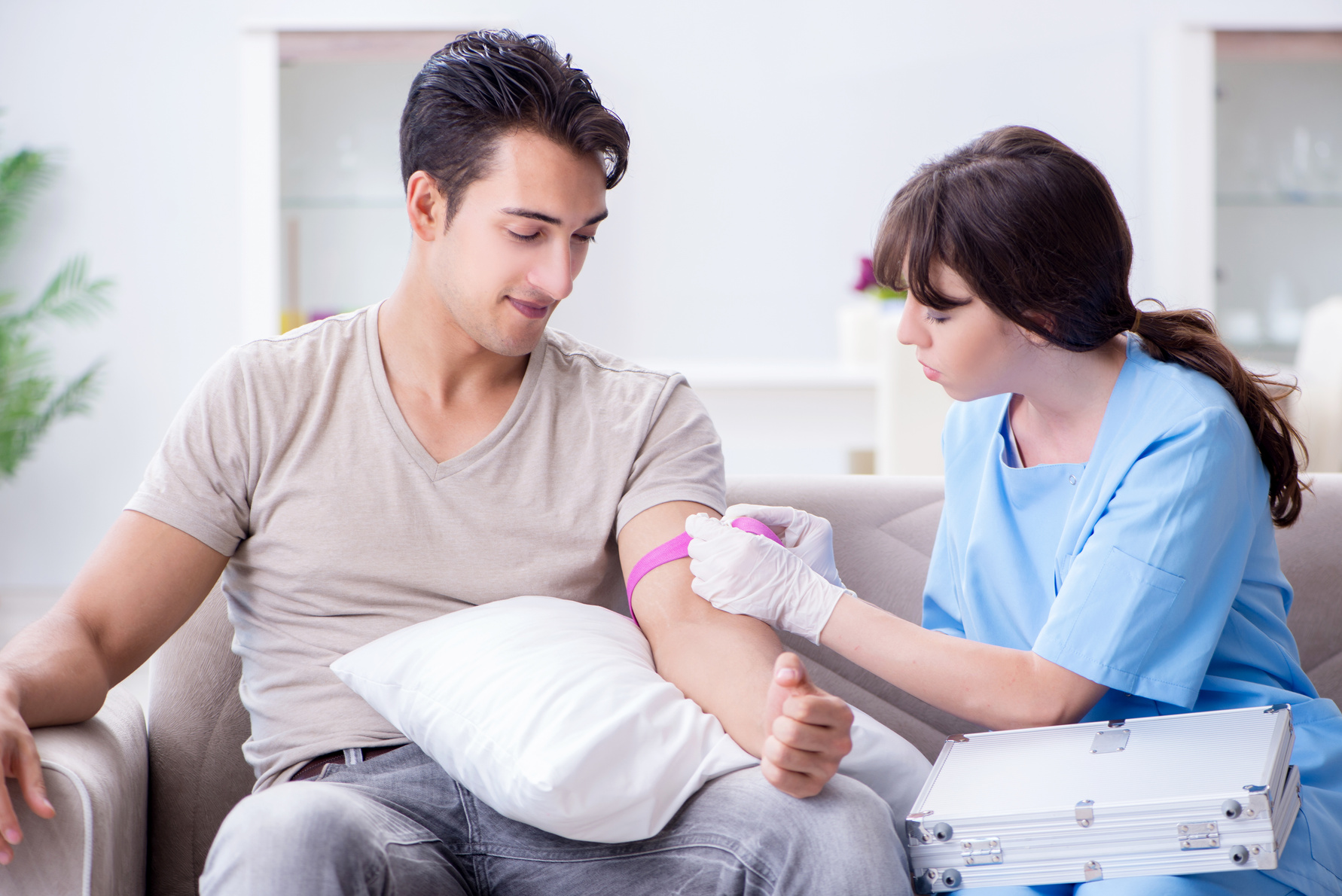 Patient Getting Blood Transfusion in Hospital Clinic