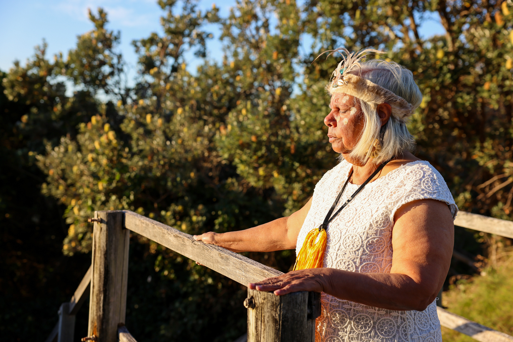 Stylish Aging First Nations Indigenous Woman Outdoors